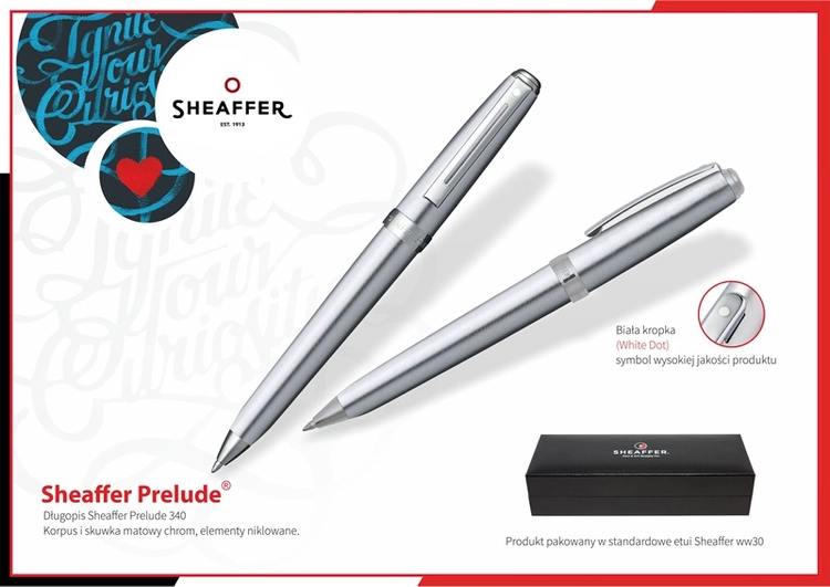 340 Długopis Sheaffer Prelude, chrom, niklowane wykończenia