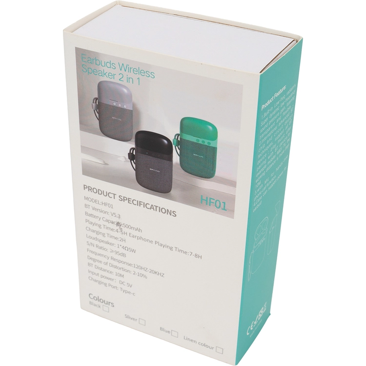 Głośnik Bluetooth HF01 z wbudowanymi słuchawkami 2w1