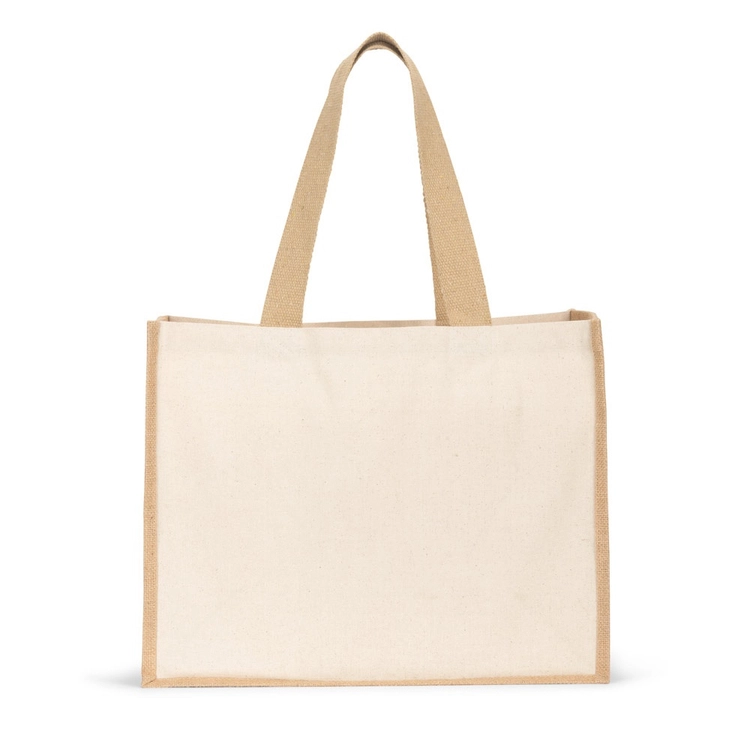 HELSINQUE. Torba płócienna (320 g/m²), z dnem i bokami z laminowanej juty (350 g/m²) w naturalnych odcieniach