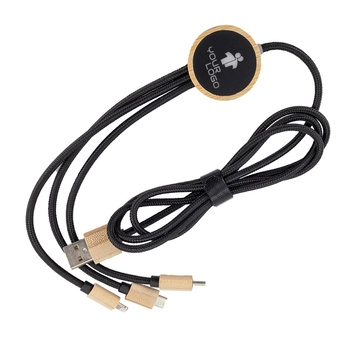Kabel 3w1 z podświetlanym logo długi 120 cm, beżowy EG059113
