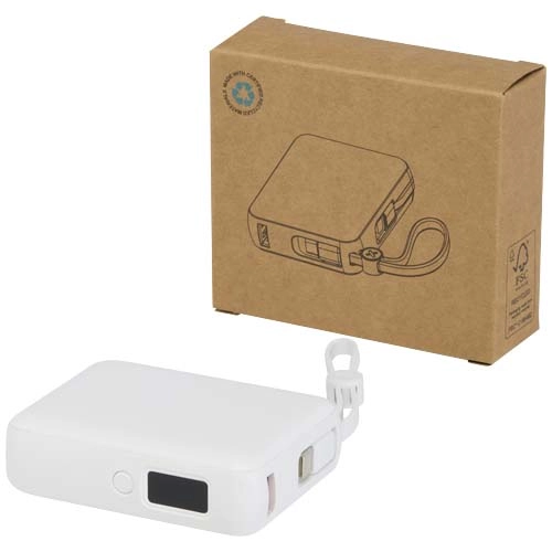 Acrux powerbank do tabletu o pojemności 10 000 mAh i mocy 35 W z wbudowanym kablem typu C - wykonany z tworzyw sztucznych poc