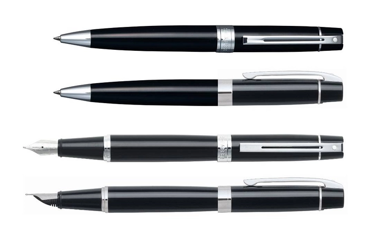 9312 Zestaw (pióro wieczne i długopis) Sheaffer kolekcja 300, czarne, wykończenia chromowane