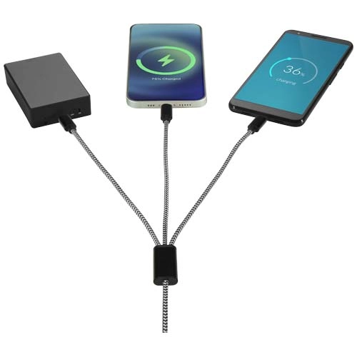 Alphecca - kabel ładujący 5 w 1 wykonany z recyklingowanego aluminium i tworzywa RPET  