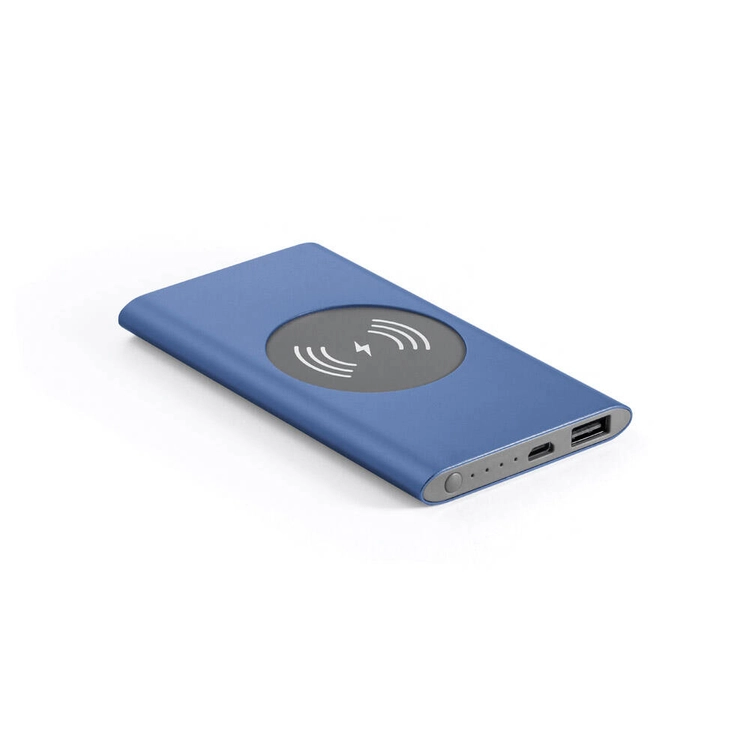 CASSINI. Power bank 4.000 mAh z bezprzewodową ładowarką 5W z aluminium pochodzącego z recyklingu (100% rAL)