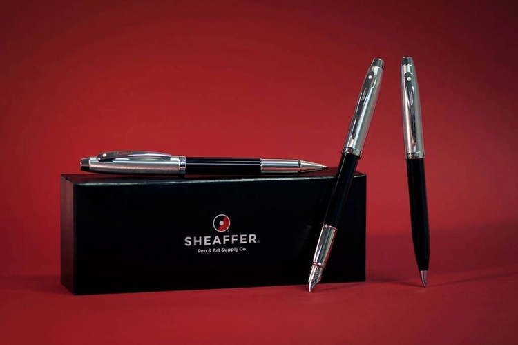 9313 Zestaw (pióro wieczne i długopis) Sheaffer kolekcja 100, czarne, wykończenia niklowane