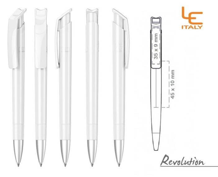 Długopis LE ITALY Revolution solid ALrPET biały